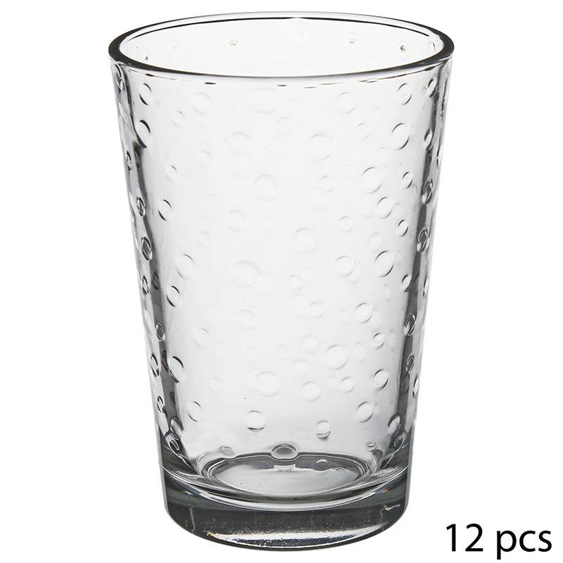 Lot de 12 verres de 400 ml pour eau et boissons froides, design moderne et  minimaliste, verre cristal, passe au lave-vaisselle