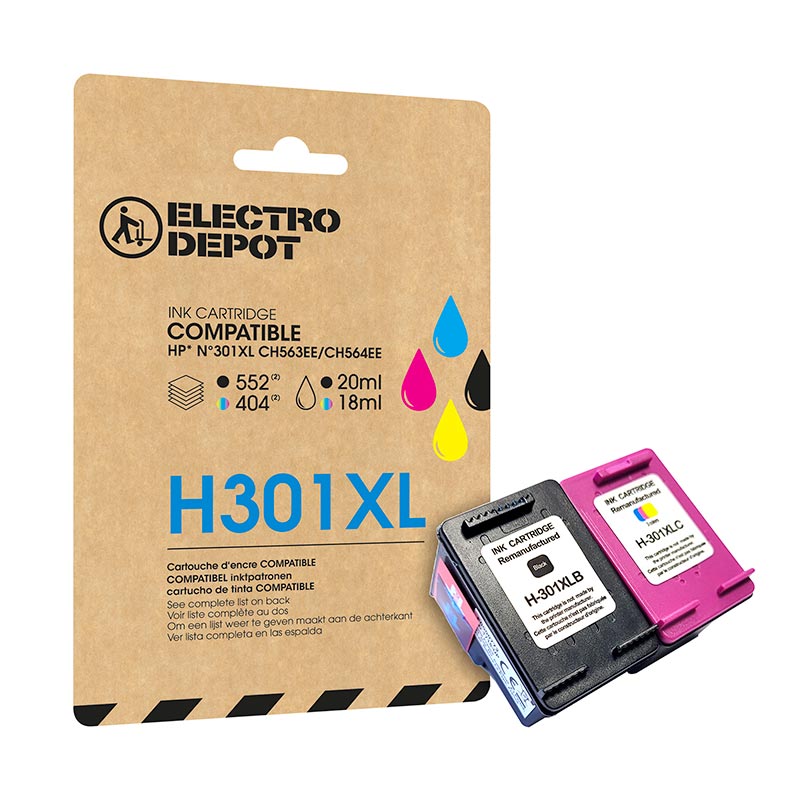 Cartouche Dencre Electro Depot Compatible Hp H301pack Xl Noir Et Couleurs