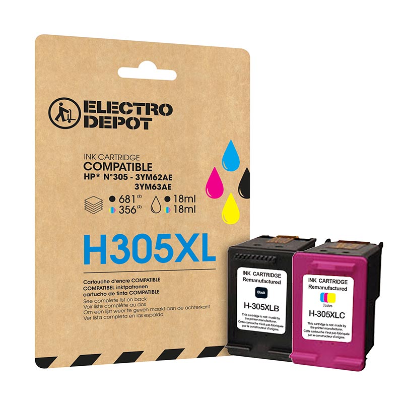 Cartouche Dencre Electro Depot Compatible Hp H305xl Noir Et Couleur