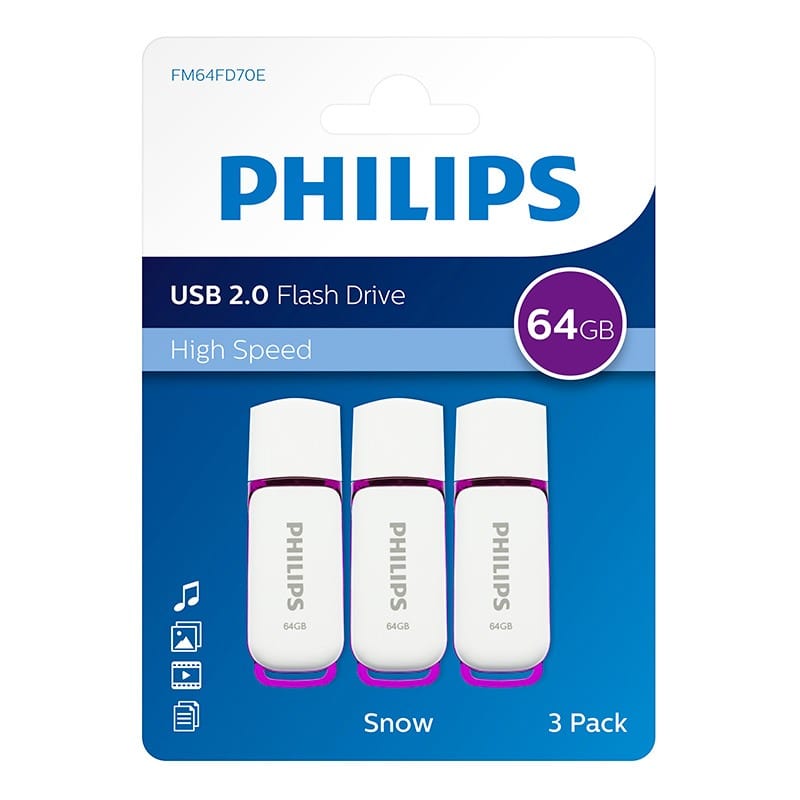 Pack Philips X3 Cles Usb 64go