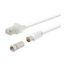 Câble SEDEA RJ45/ TV 9,5 2M Blanc + adaptateur