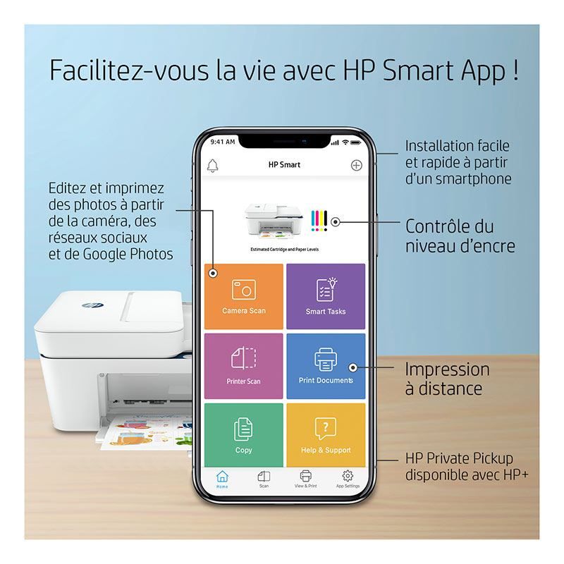 Imprimante Hp Envy 4130e Multifonction Jet Dencre Couleur Copie Scan 6 Mois D Instant Ink 9651