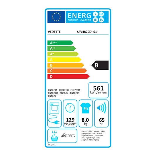 Sèche-linge condensation 8 kg VEDETTE SFV482CD