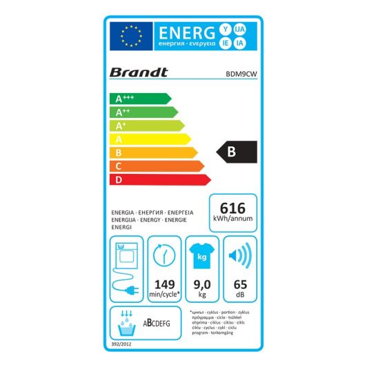 Sèche-linge condenseur 9 kg BRANDT BDM9CW