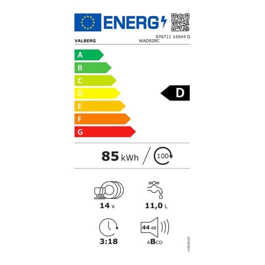 Lave-vaisselle 14 couverts VALBERG 14S44 D WAD929C