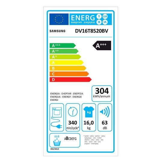 Sèche-linge pompe à chaleur SAMSUNG DV16T8520BV/EF