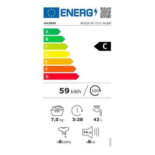 Lave-linge hublot 7 kg VALBERG WF 712 C W180C