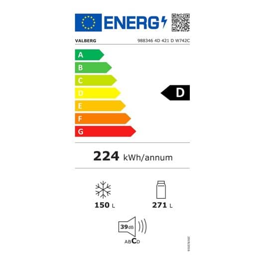 Réfrigérateur 4 portes VALBERG 4D 421 D W742C