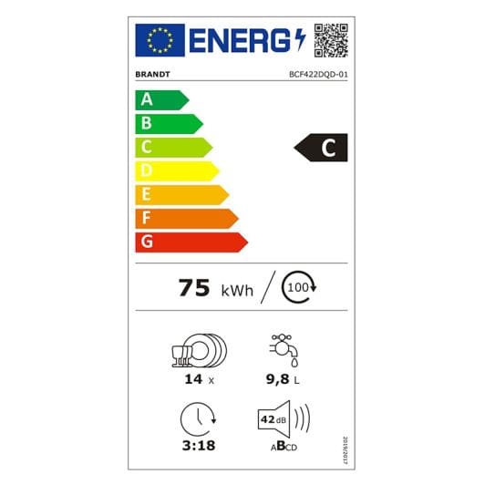 Lave-vaisselle pose libre BRANDT BCF422DQD 14S42