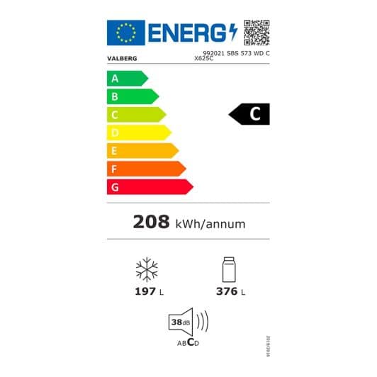 Réfrigérateur américain VALBERG SBS 573 WD C X625C