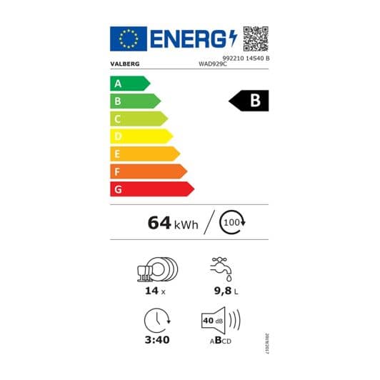 Lave-vaisselle 14 couverts VALBERG 14S40 B WAD929C