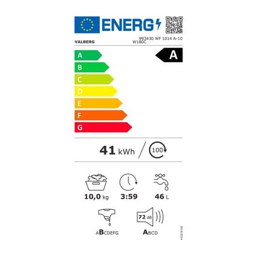 Lave-linge hublot 10 kg VALBERG WF 1014 A-10 W180C