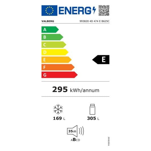 Réfrigérateur 4 portes VALBERG 4D 474 E B625C