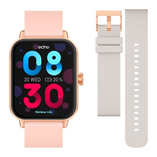 Montre connectée ECHO Rainbow Lite Rose + bracelet Gris