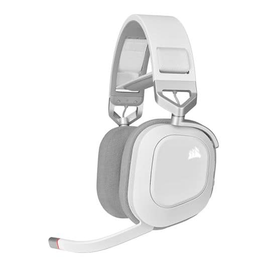 Casque gaming CORSAIR HS80 RGB blanc sans fil