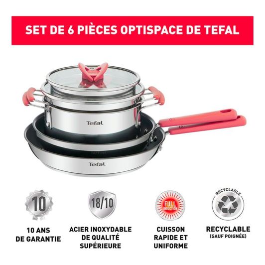 Batterie TEFAL Opti'Space inox 6 pièces