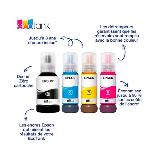 Epson Multipack 102 EcoTank, Bouteilles d'encre d'origine, 4 couleurs : Noir, Cyan, Magenta, Jaune