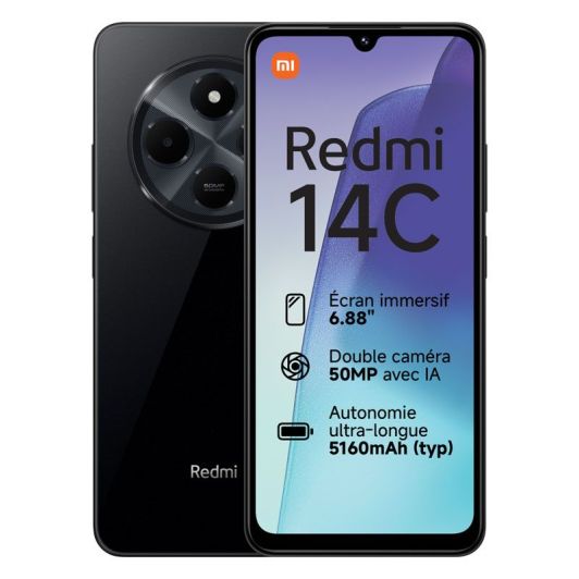 Smartphone XIAOMI Redmi 14C 128Go 4G + Buds6 Noir