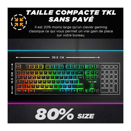 Clavier gamer THE G-LAB TKL Caesium noir