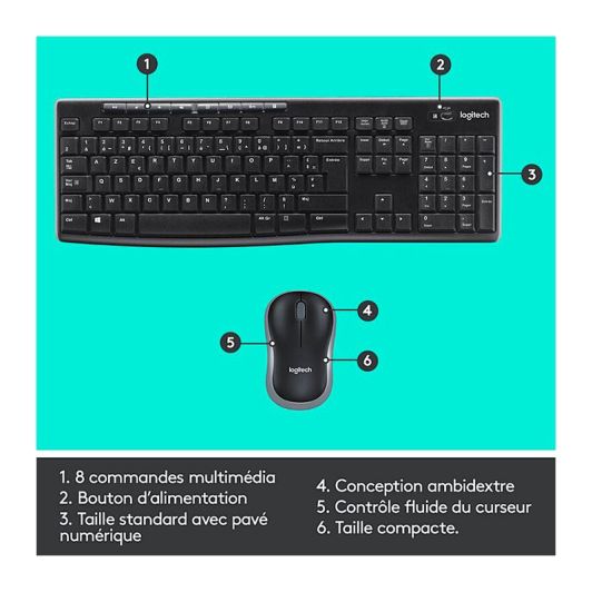 Pack Clavier + souris sans fil LOGITECH MK270