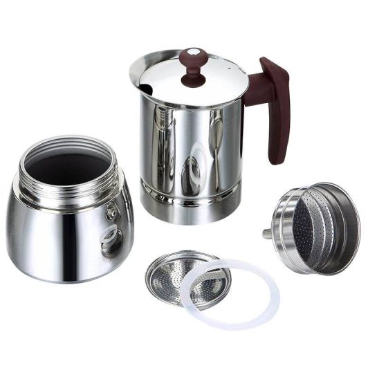 Cafetière italienne inox 6 tasses tous feux dont induction