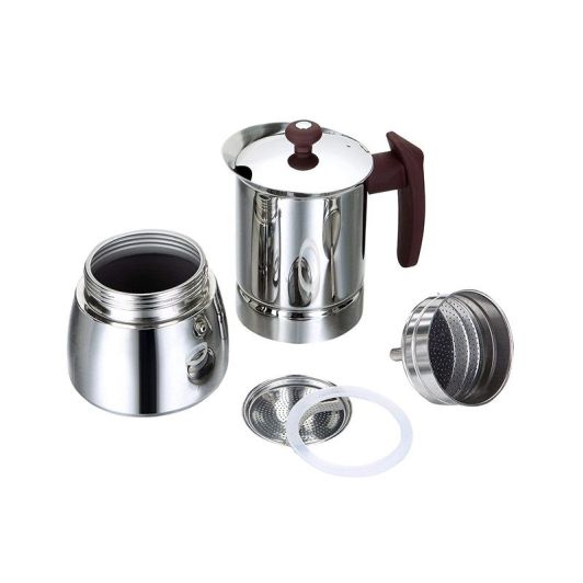 Cafetière italienne inox 10 tasses tous feux dont induction