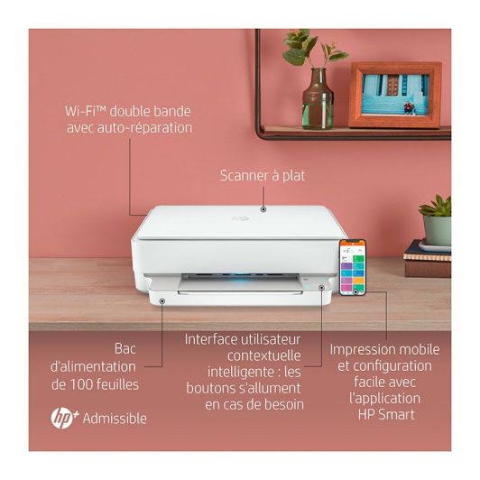 Imprimante HP ENVY 6022e Tout-en-un avec 3 mois d'Instant Ink via HP+