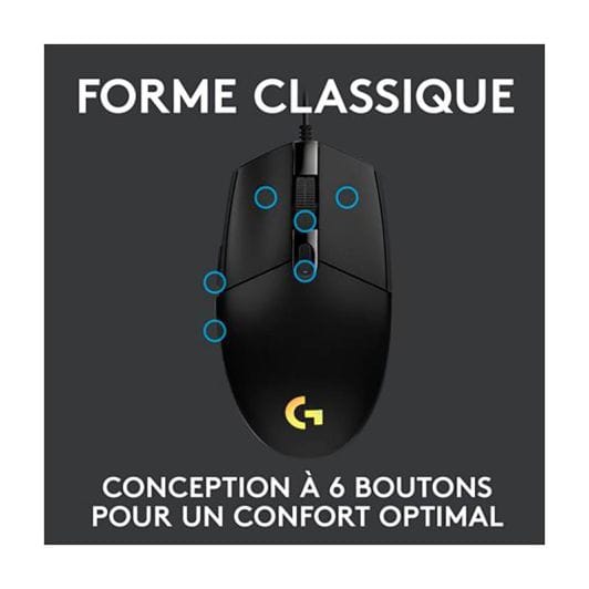 Souris gaming LOGITECH G203 filaire