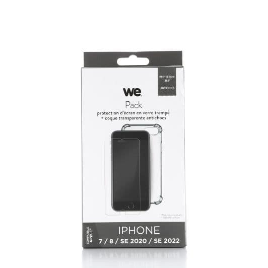 Pack WE VERRE TREMPE + COQUE IPHONE 7/8/SE