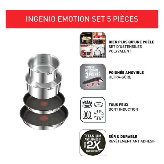 Batterie TEFAL ingenio emotion 5 pièces inox