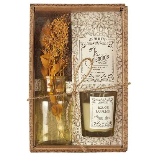 Coffret bougie parfumée + fleurs séchées 