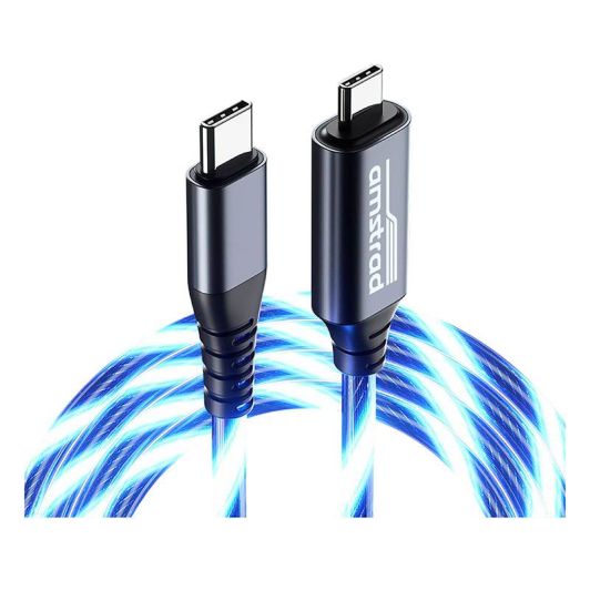 Câble AMSTRAD USB-C/USB-C LED Bleu