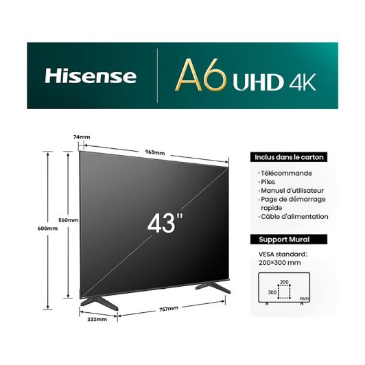 TV UHD 4K 43'' HISENSE 43A6K