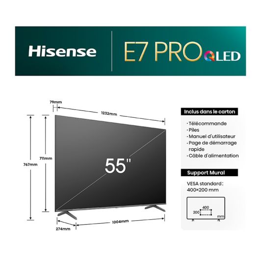 TV QLED 55'' HISENSE 55E7NQ PRO 144Hz