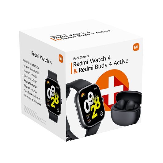 Montre connectée XIAOMI Redmi Watch 4 Noire + Redmi Buds 4 Active