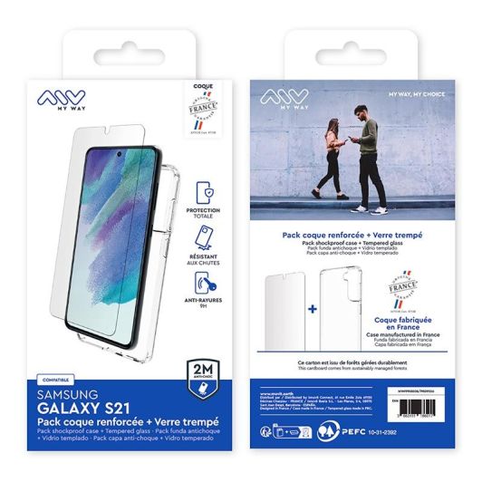 Pack coque + verre trempé MYWAY pour Samsung S21