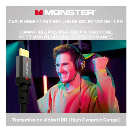 Câble MONSTER HDMI GAMING 8K HDR 48GBPS 1,8M