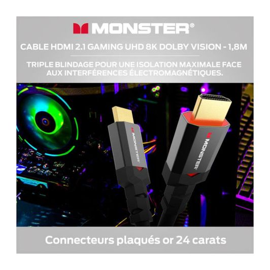 Câble MONSTER HDMI GAMING 8K HDR 48GBPS 1,8M